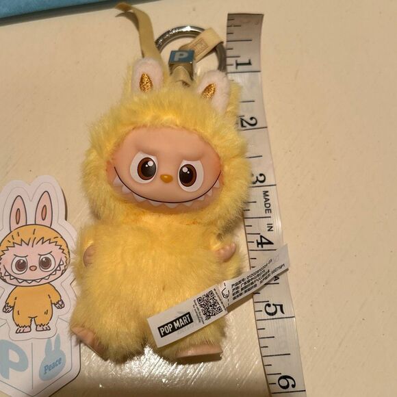 Authentic PopMart Labubu The Monsters Pin for Love Series "P" Yellow Plush Penda - Picture 13 of 13